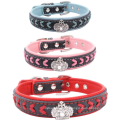 Fashion Rhinestone Crown Rivet Designers Leather Dog Collar